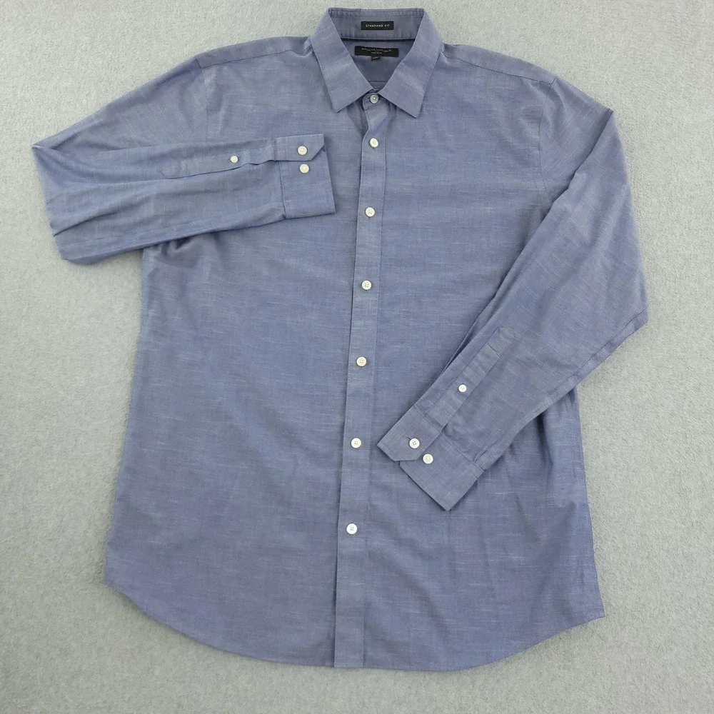 Banana Republic Dress Shirt Mens 16.5 34/35 Blue Regular Fit Non Iron Cotton